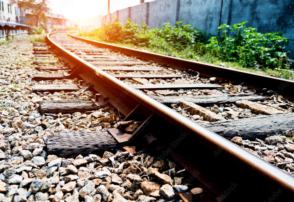 Naklejka premium Straight railway line for train