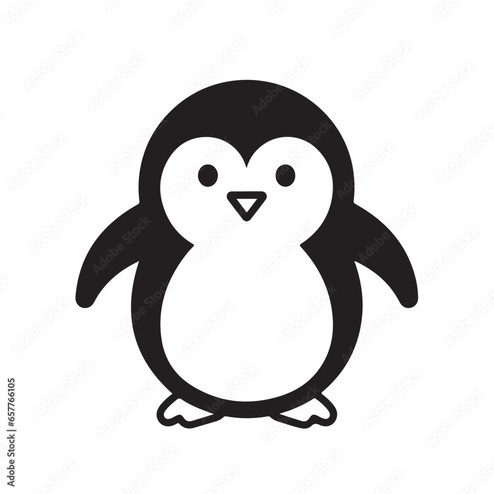Penguin icon, black and white Penguin icon, black and white