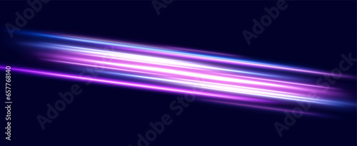 
Neon speed lines. Dynamic traces of light movement.Horizontal neon lines.
