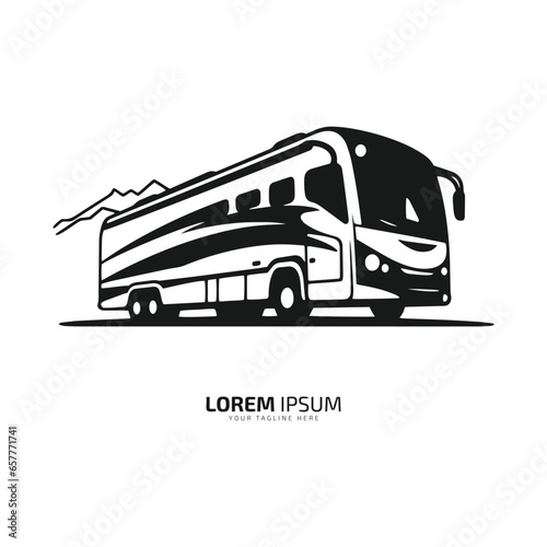 Bus logo school bus icon silhouette vector isolated design mountain background © Saim Art