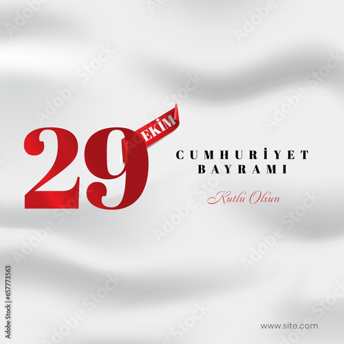 29 Ekim Cumhuriyet Bayrami kutlu olsun, Republic Day in Turkey. Translation: Happy 100th anniversary of the Republic of Turkey. Vector illustration, poster, celebration card, graphic, post and story.