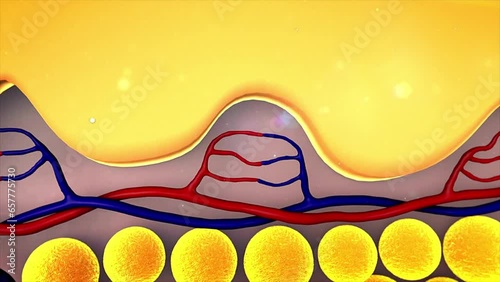 3D fat cells subcutaneous fat illustration of human leather anatomy fat cells under skin