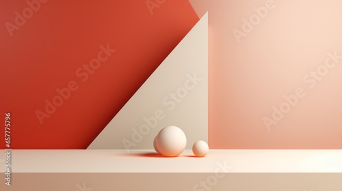 3d minimal style colorful geometry form composition on plain color background with copyspace creative backdrop template background for advertiement © VERTEX SPACE