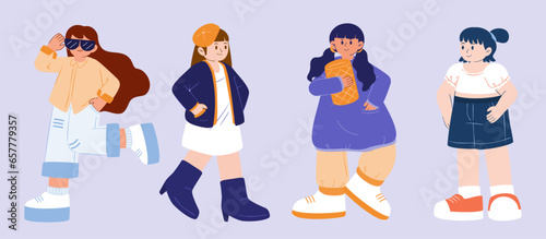 Group of female teenager with different fasion lifestyle