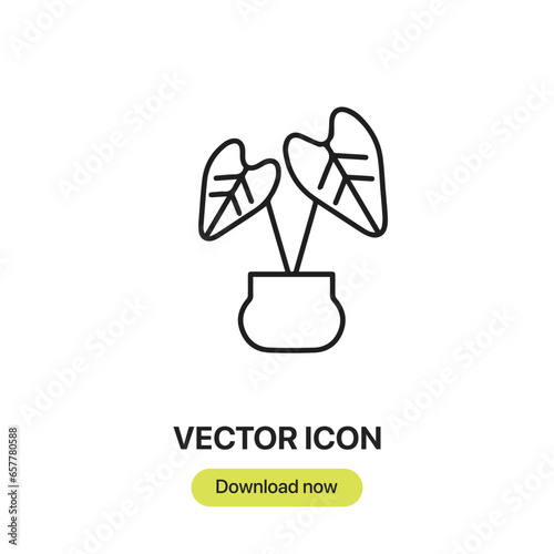 Rubber Plant icon vector. Linear-style sign for mobile concept and web design. Rubber Plant symbol illustration. Pixel vector graphics - Vector.