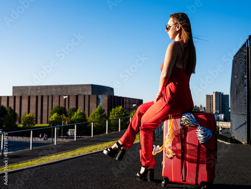 woman with suitcase