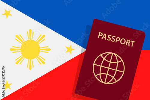 Philippines Passport. Philippines Flag Background. Vector illustration