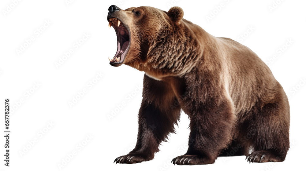Fototapeta premium Bear isolated on a transparent background. Grizzly bear