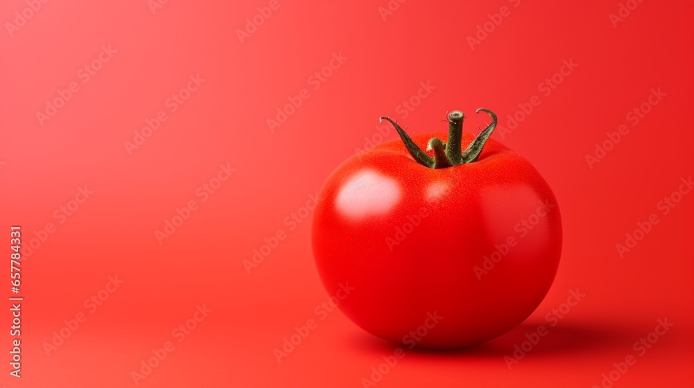 healthy Tomato on isolated Red, copy space healthy Tomato on isolated Red, copy space