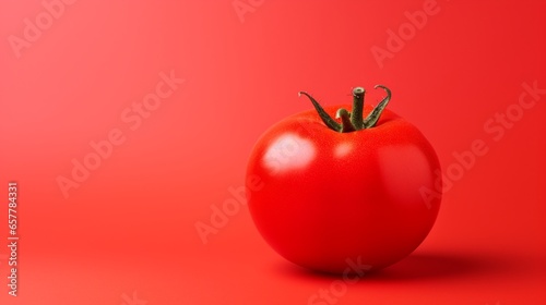 healthy Tomato on isolated Red, copy space © Noreen