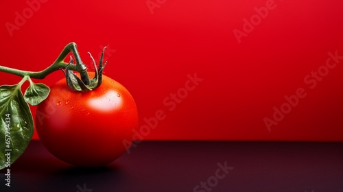 healthy Tomato on isolated Red, copy space © Salma Noreen