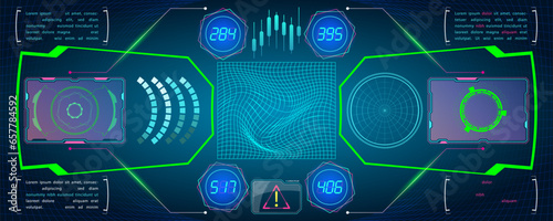 Sci-fi futuristic HUD dashboard display virtual reality technology screen