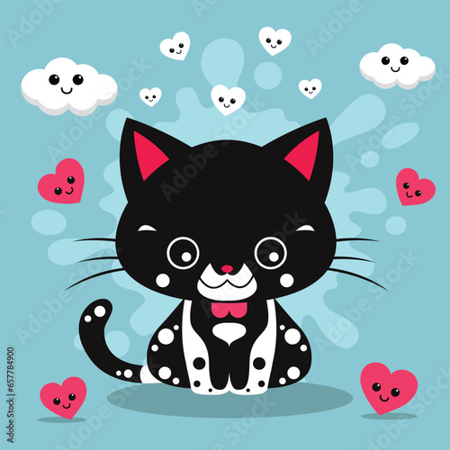 Cat abstract design and colorful vector drawing for printing, t-shirt design and gift card.