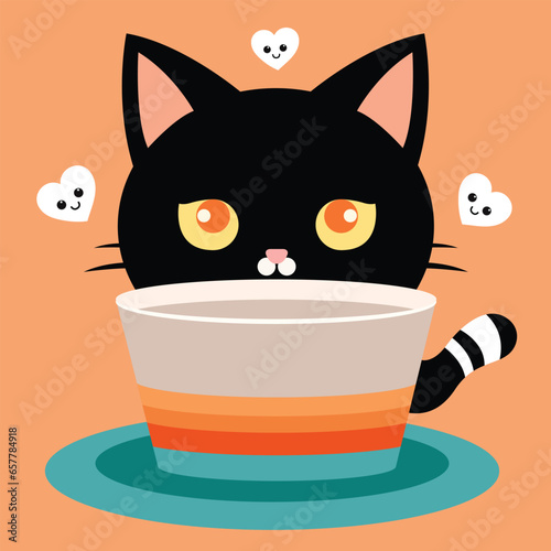 Cat abstract design and colorful vector drawing for printing, t-shirt design and gift card.