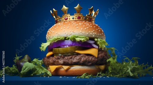 succulent Big Mac elegantly poised against a rich royal blue background, showcasing the epitome of fast-food perfection