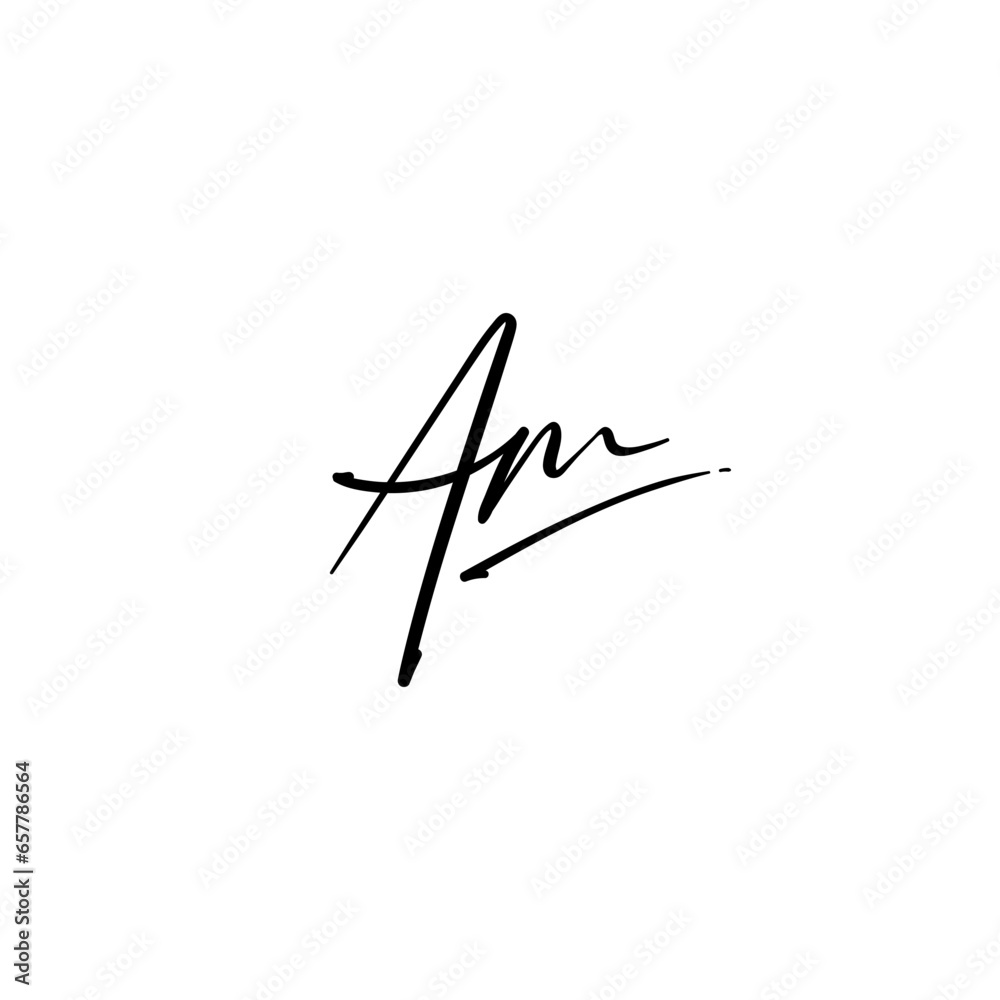 AM initial signature logo. Handwriting logo template vector AM initial signature logo. Handwriting logo template vector
