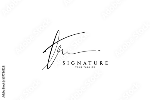 tr letter design with signature font style photo