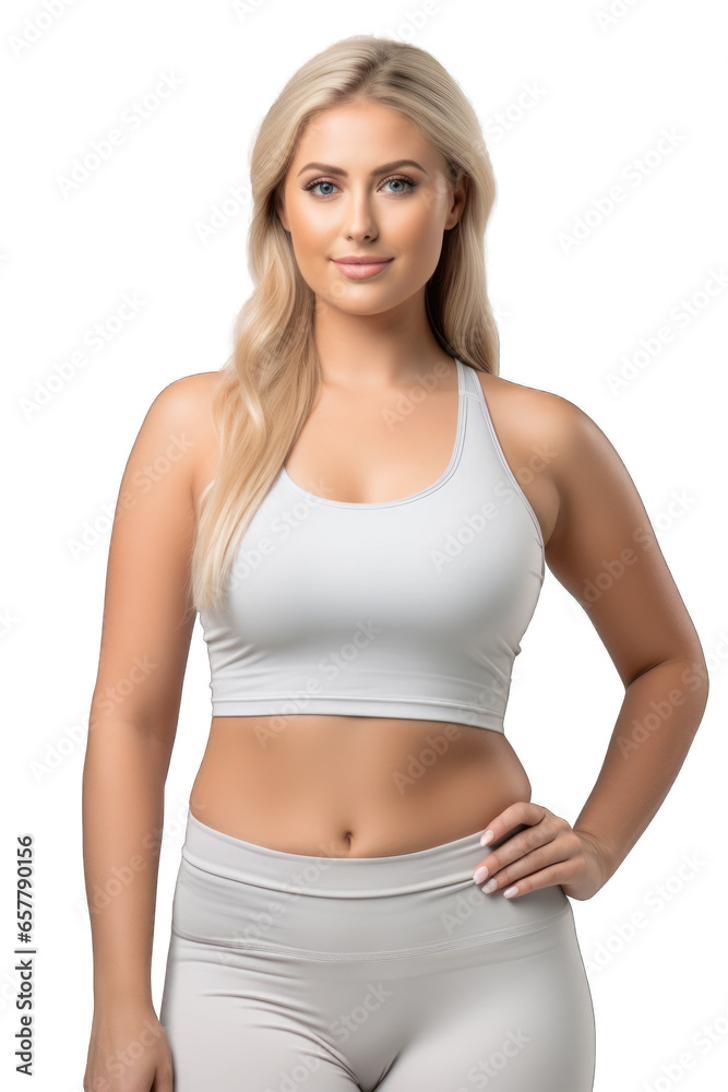 Beautiful Woman in Sportswear on Transparent Background Beautiful Woman in Sportswear on Transparent Background