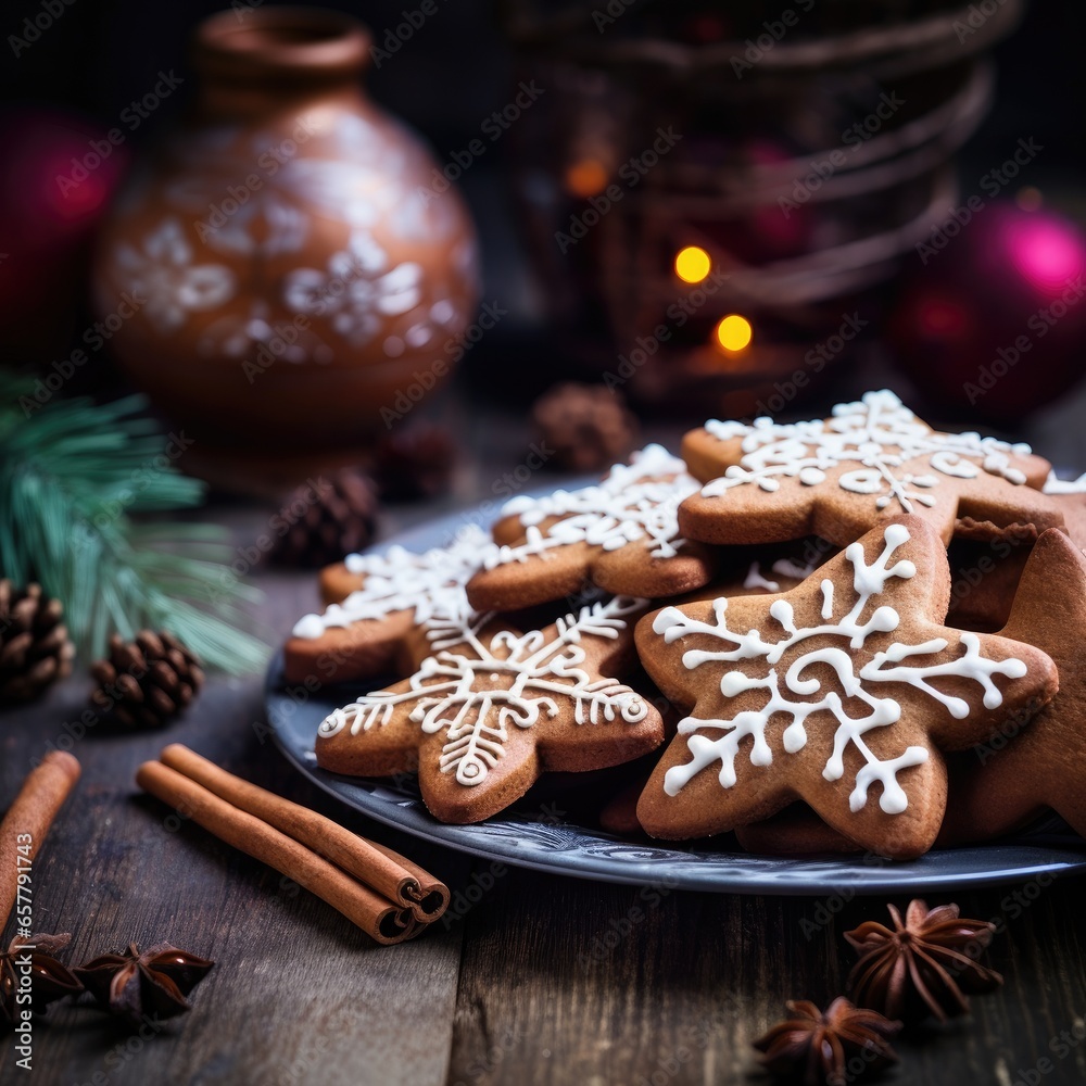 Christmas cookies with festive decoration