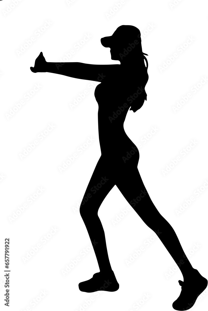 Silhouette of woman stretching