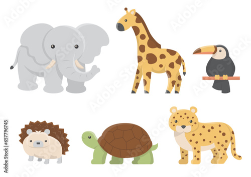 Vector Set Of Cartoon various Animals Isolated on white background