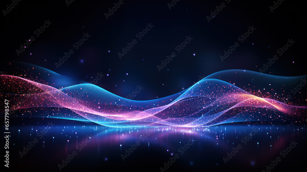 Abstract Digital Particle Wave Background - obrazy, fototapety, plakaty 