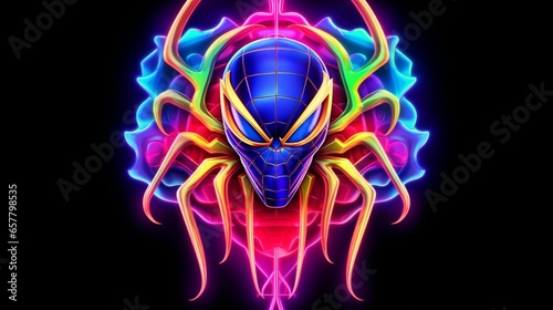 escudo araa de marvel multi colores fugaces neon mucho.Generative AI photo