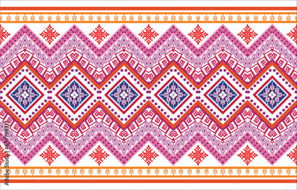 Geometric ethnic oriental pattern traditional Design for background,carpet,wallpaper,clothing,wrapping,Batik,fabric,Vector embroidery style. 