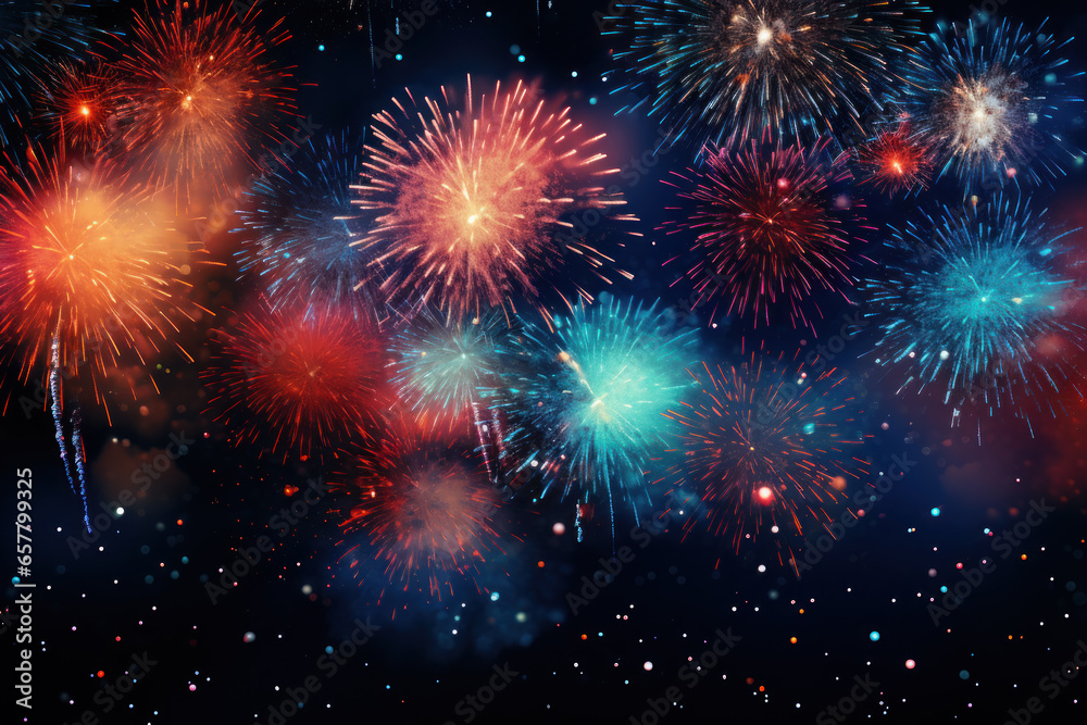 Abstract fireworks background with copy space for text