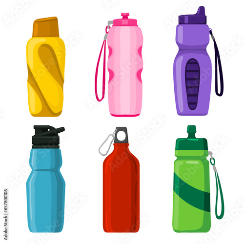 Collection of vector different Sport water bottle