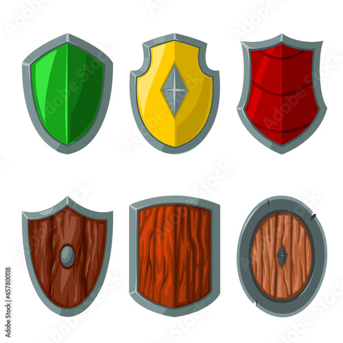 Set of various security shield item in game