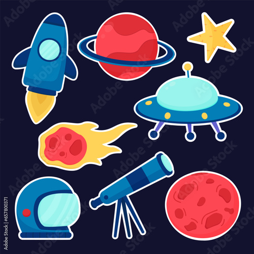 Set of astronomy element in cartoon style