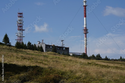 The Krížava transmitter is a radio and television transmitter on the hill Mala Fatra in Slovakia. Next is a free-standing steel telecommunications tower as well as a large service building.
