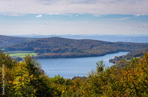 View from overlook of the autumn colors of Mt Davis towards High Point Lake in south western Pennsylvania