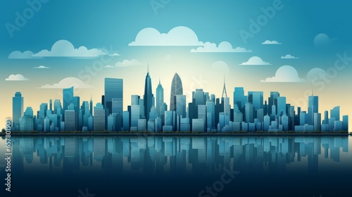 Illustration of a cityscape with buildings in a paper cut effect, created as vector art.