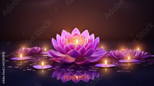 Lotus with oil lights for Diwali