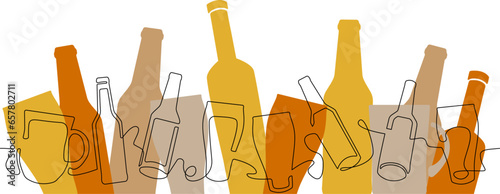 Horizontal Seamless Pattern with Beer. Vector illustration.