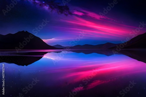 sunset over the lake © sehar