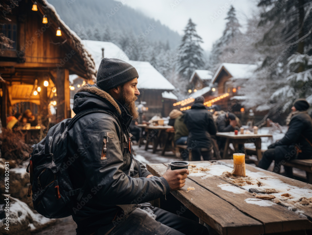people working in a mountain cabin people working in a mountain cabin
