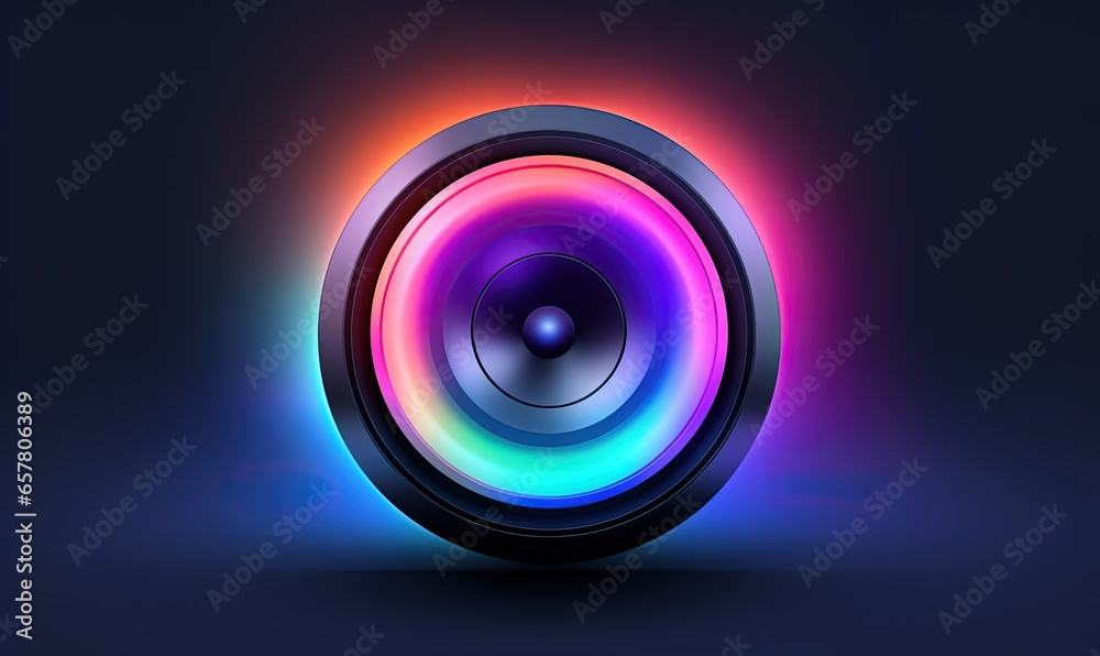 Speaker with RGB colors, 80s and 90s retro style background. Generative AI