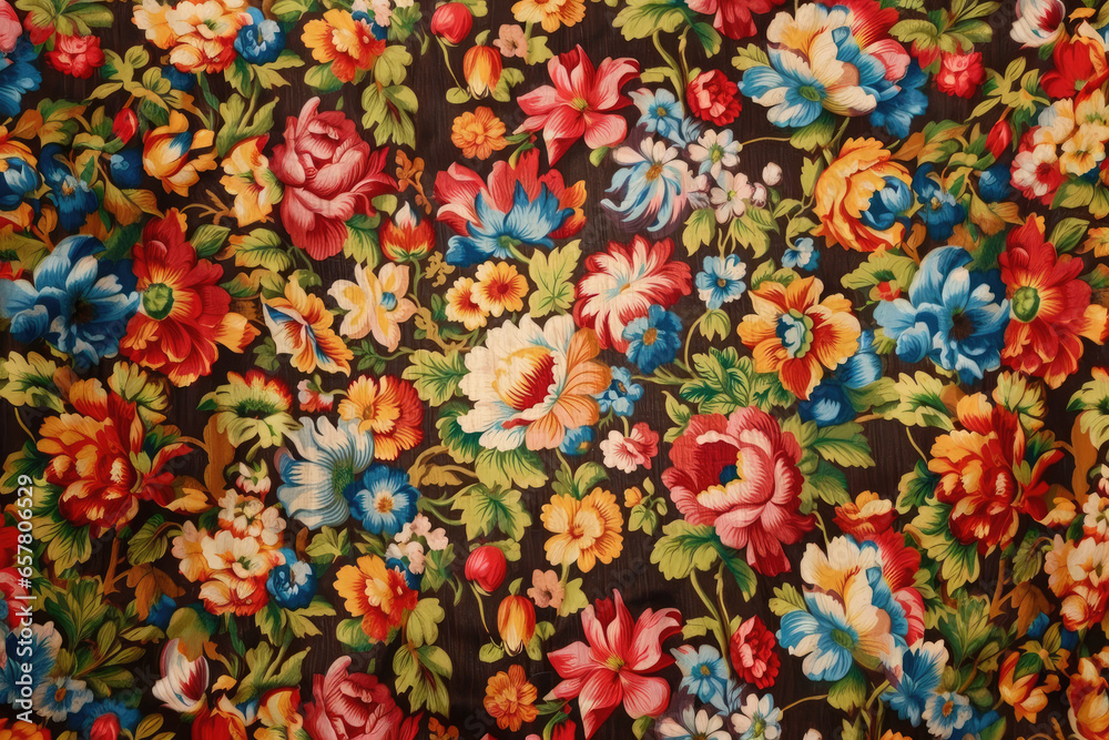 Variegated floral embroidery fabric pattern 