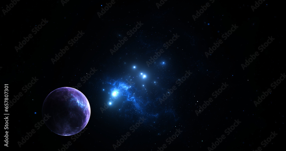 Fototapeta premium View of the Earth, star and galaxy. Sunrise over planet Earth, view from space. 