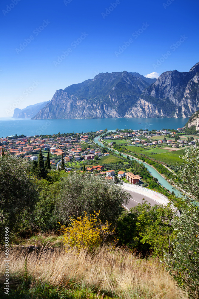 Aerial view from lake Garda, Italy. View from Riva del Garda