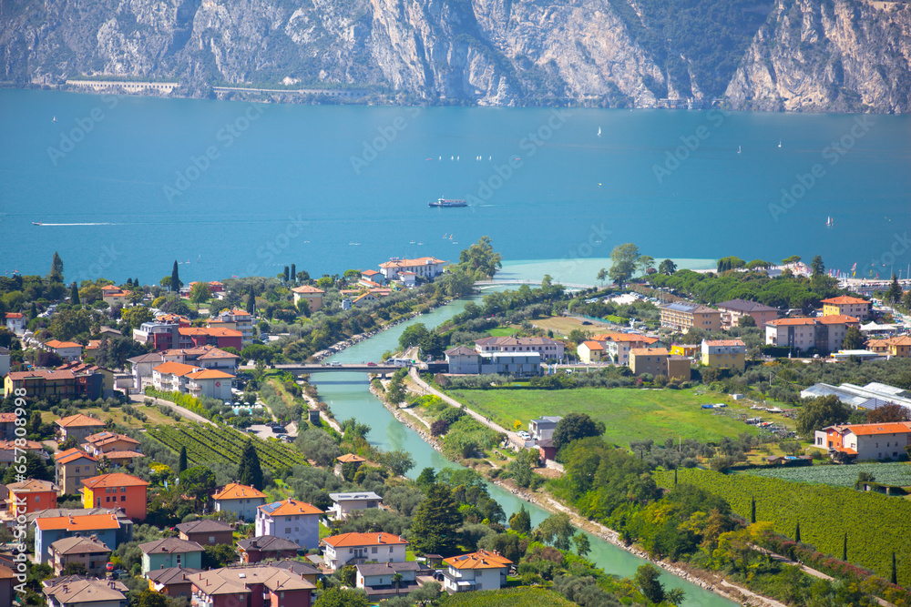Aerial view from lake Garda, Italy. View from Riva del Garda
