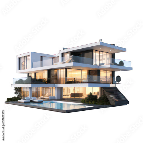 Modern luxury house isolated on white created with Generative AI © mg photo