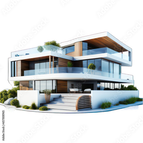 Modern luxury house isolated on white created with Generative AI