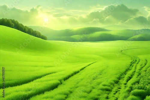 landscape with grass and sky generated by AI technology