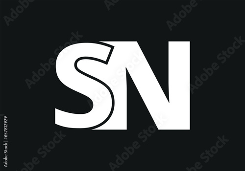 SN Letter Initial Logo Design, Vector Template