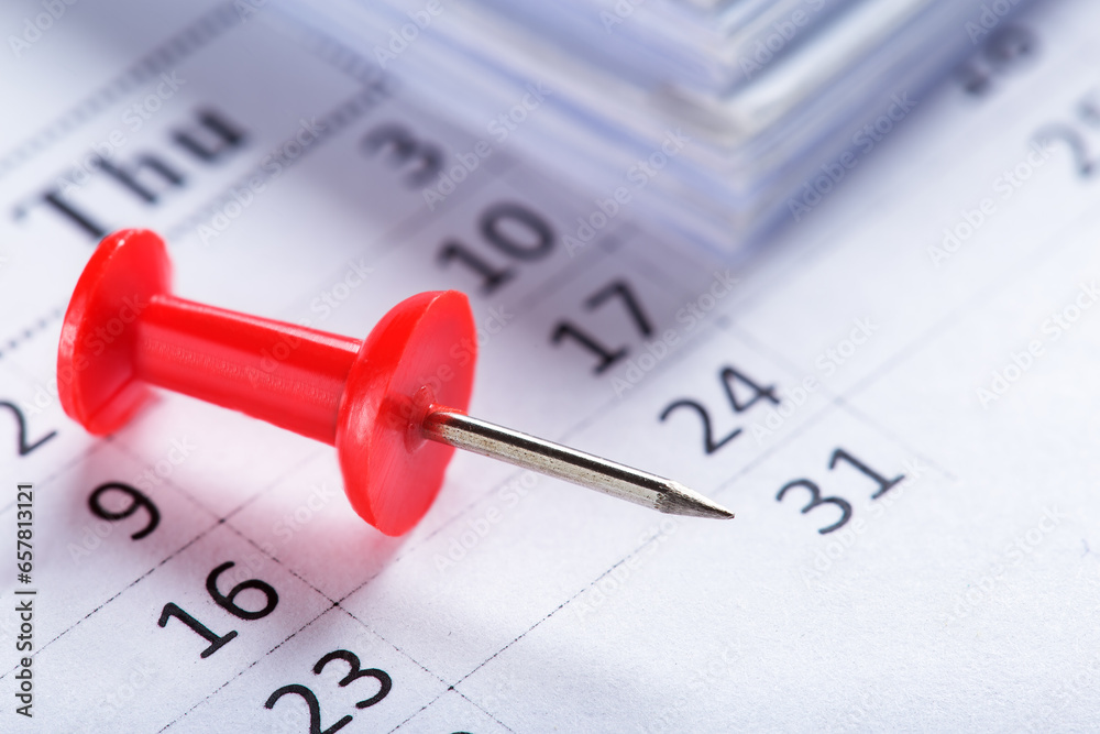 Important date and calendar appointment. pin on calendar. Important date and calendar appointment. pin on calendar.