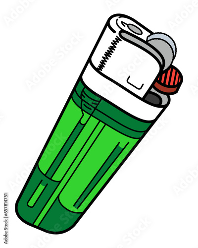 An illustration of a stylized green lighter.